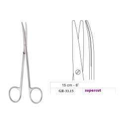 Metzenbaum Scissors, Curved, Supercut, 15 cm - 6˝