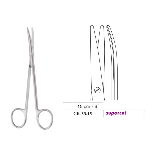 Metzenbaum Scissors, Curved, Supercut, 15 cm - 6˝