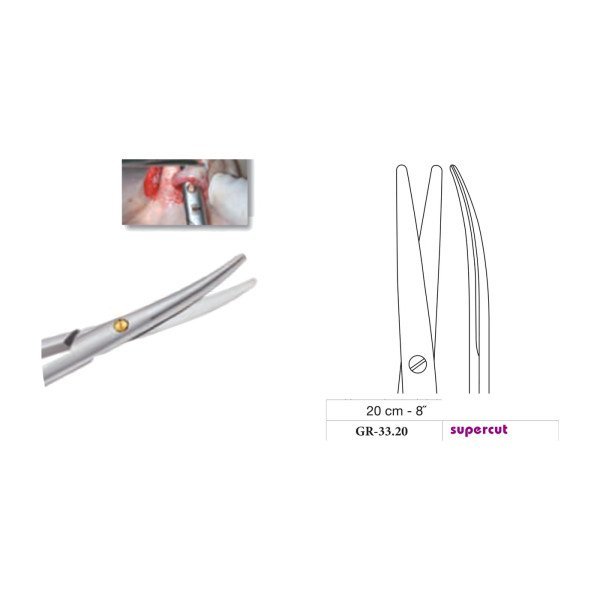 Metzenbaum Scissors, Curved, Supercut, 20 cm - 8˝