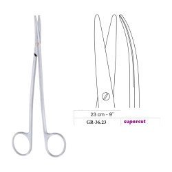 Metzenbaum S-Shape Scissors, Curved, Supercut, 23 cm - 9˝