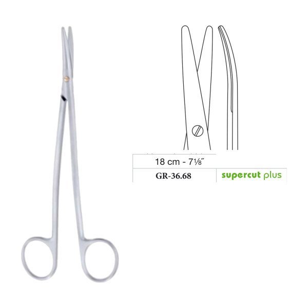 Metzenbaum S-Shape Scissors, Curved, Supercut Plus, 18 cm - 7-1/8˝
