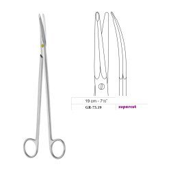 Gorney Dissecting Scissors, Curved, Supercut, 19 cm - 7-1/2˝
