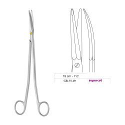 Gorney-Freeman Dissecting Scissors, Curved, Supercut, 19 cm - 7-1/2˝