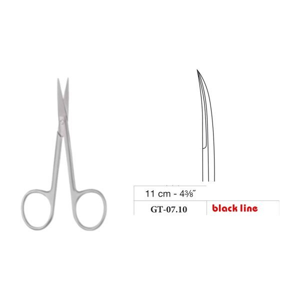 Delicate Scissors, Sharp/Sharp, Curved, Black Line, 11 cm - 4-3/8˝ Delicate Scissors, Sharp/Sharp, Curved, Black Line, 11 cm - 4-3/8˝