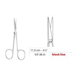 Iris Scissors, Sharp/Sharp, Straight, Black Line, 11.5 cm - 4-1/2˝