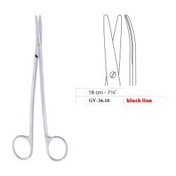 Metzenbaum S-Shape Scissors, Curved, Black Line, 18 cm - 7-1/8˝