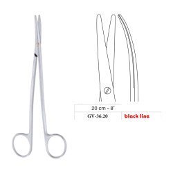 Metzenbaum S-Shape Scissors, Curved, Black Line, 20 cm - 8˝