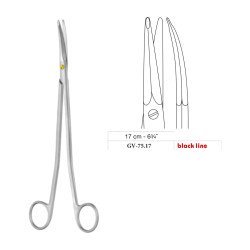 Gorney-Freeman Dissecting Scissors, Curved, Black Line, 17 cm - 6-3/4˝