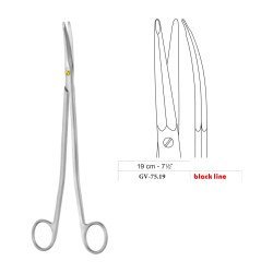 Gorney-Freeman Dissecting Scissors, Curved, Black Line, 19 cm - 7-1/2˝