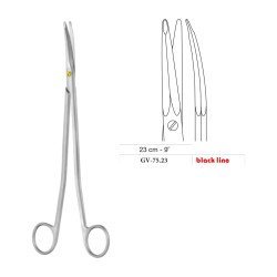 Gorney-Freeman Dissecting Scissors, Curved, Black Line, 23 cm - 9˝
