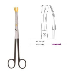 Solz Dissecting Scissors, Curved, Black Line, 15 cm - 6˝