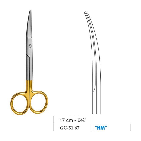 Mayo Operating Scissors, Curved, Tungsten Carbide, 17 cm - 6-3/4˝