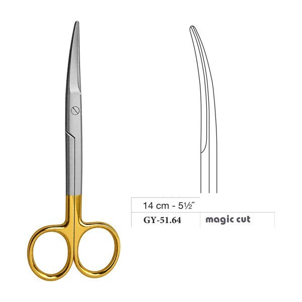 Mayo Operating Scissors, Curved, Magic Cut, 14 cm - 5-1/2˝