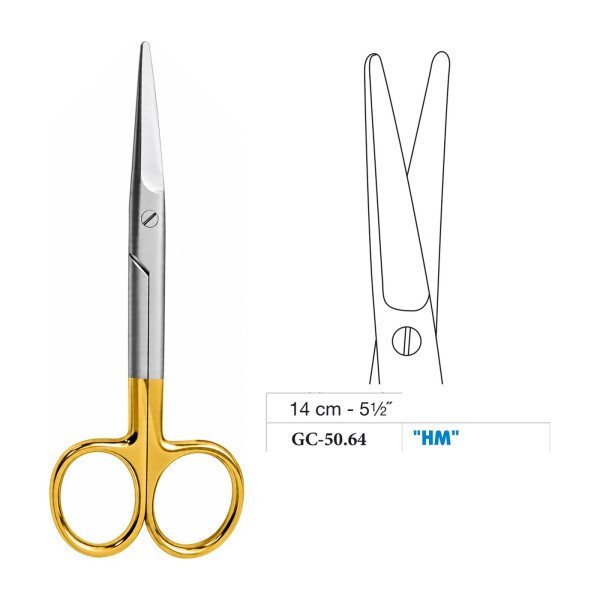 Mayo Operating Scissors, Straight, Tungsten Carbide, 14 cm - 5-1/2˝