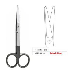 Mayo Operating Scissors, Straight, Black Line, 14 cm - 5-1/2˝