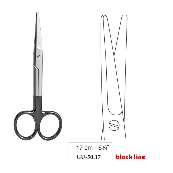 Mayo Operating Scissors, Straight, Black Line, 17 cm - 6-3/4˝