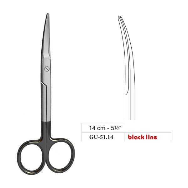 Mayo Operating Scissors, Curved, Black Line, 14 cm - 5-1/2˝