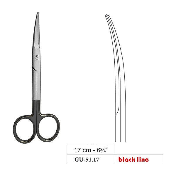Mayo Operating Scissors, Curved, Black Line, 17 cm - 6-3/4˝