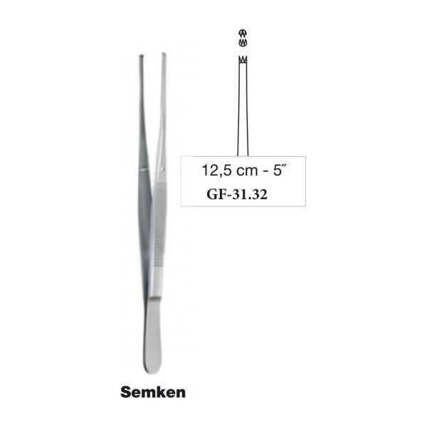 Semken Tissue Forceps 2 x 3 Teeth Straight 12.5 cm - 5˝ Semken Tissue Forceps 2 x 3 Teeth Straight 12.5 cm - 5˝