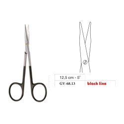 Stevens Scissors, Blunt, Big Ring, Straight, Black Line, 12.5 cm - 5˝