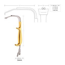 Tebbetts Retractor With Fiber Optic Illumination and Irrigation Tube 90 x 24 mm, 18.5 cm - 7-1/4˝