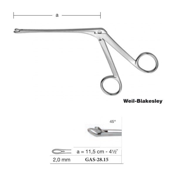 Weil-Blakesley Nasal Forceps 11.5 cm - 4-1/2˝, 2.0 mm, 45° Up Weil-Blakesley Nasal Forceps 11.5 cm - 4-1/2˝, 2.0 mm, 45° Up