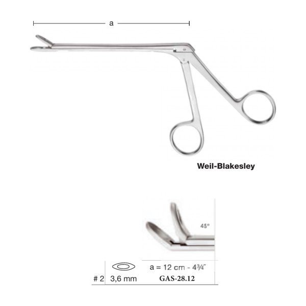 Weil-Blakesley Nasal Forceps 12 cm - 4-3/4˝, 3.6 mm, 45° Up