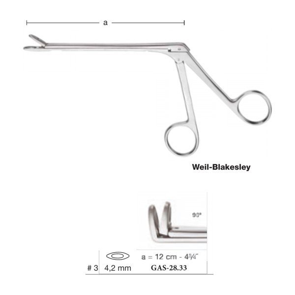 Weil-Blakesley Nasal Forceps 12 cm - 4-3/4˝, 4.2 mm, 90° Up Weil-Blakesley Nasal Forceps 12 cm - 4-3/4˝, 4.2 mm, 90° Up