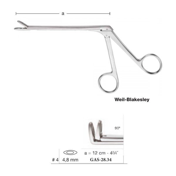 Weil-Blakesley Nasal Forceps 12 cm - 4-3/4˝, 4.8 mm, 90° Up Weil-Blakesley Nasal Forceps 12 cm - 4-3/4˝, 4.8 mm, 90° Up