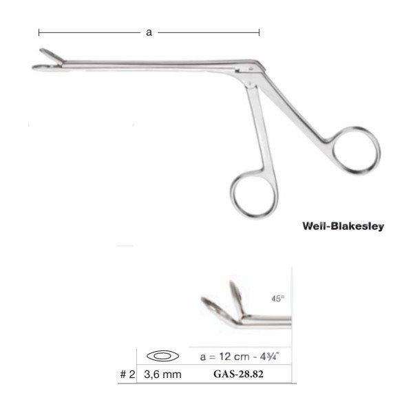 Weil-Blakesley Nasal Forceps 12 cm - 4-3/4˝, Slim Shaft, 3.6 mm, 45° Up Weil-Blakesley Nasal Forceps 12 cm - 4-3/4˝, Slim Shaft, 3.6 mm, 45° Up