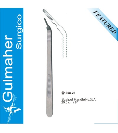 SCALPEL HANDLE NO. 3LA, LONG ANGLED