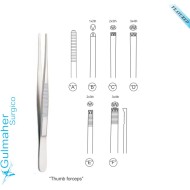 Thumb dressing and tissue forceps with serration and Teeth 1x2-2x3-3x4