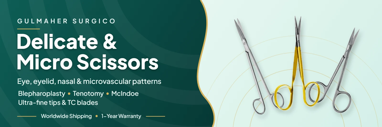 Delicate and micro scissors by Gulmaher Surgico: McIndoe, TC eye suture and Wagner scissors